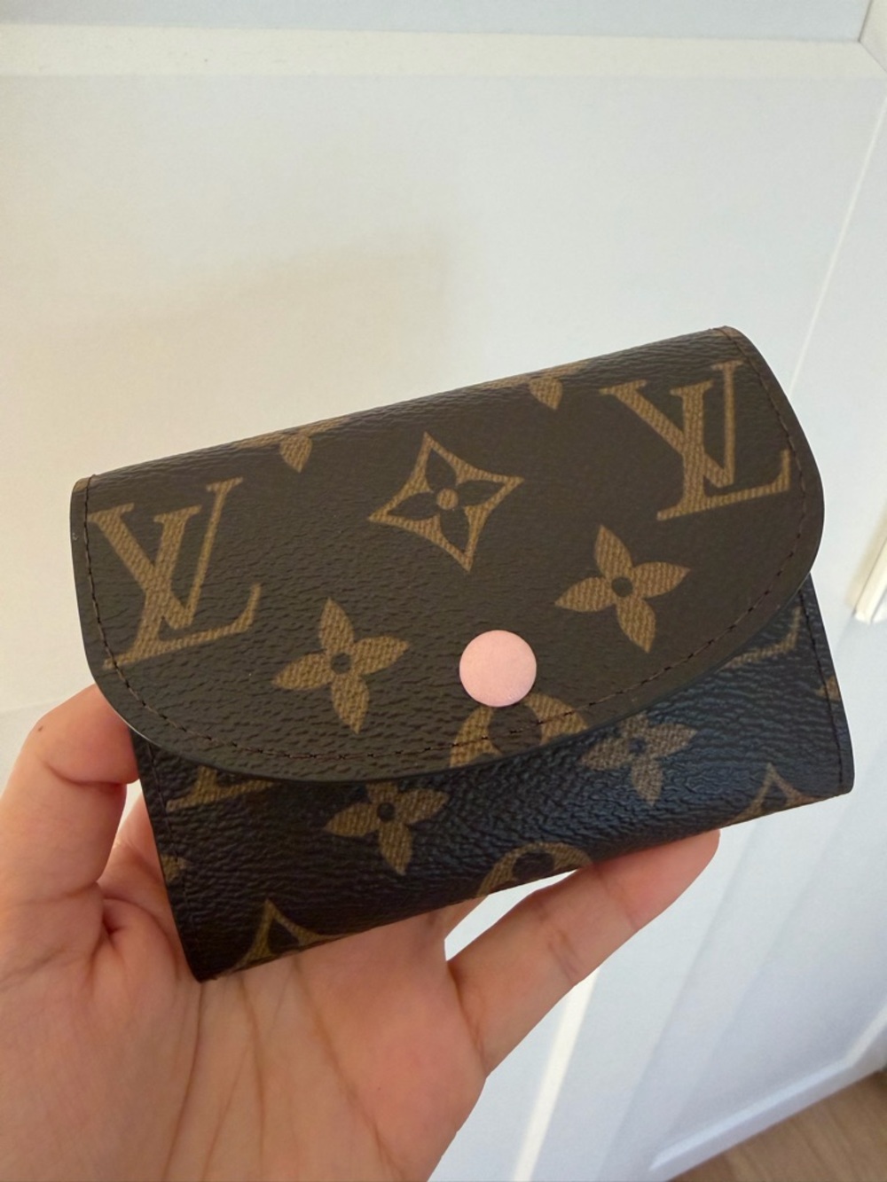 Louis Vuitton Monogram Compact Wallet with Pink Snap